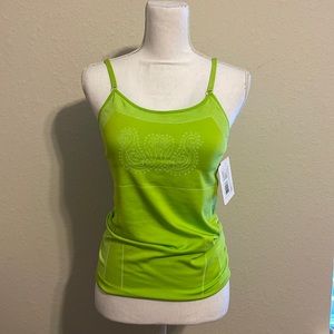NWT, JOCKEY, Jacquard Tank, lime green with removable bra cups